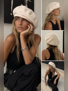 Atelier Lucas London Ivory Sculptural Beret Newsboy Cap Robinson’s California Vi